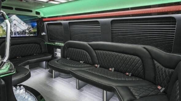 Interior of Perris Party Bus Company's 14 Passenger Sprinter Limousine in Perris