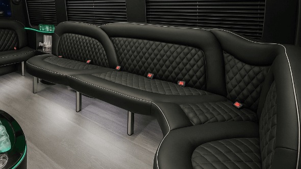 Interior of Vista Party Bus Company's 15 Passenger Party Bus in Vista