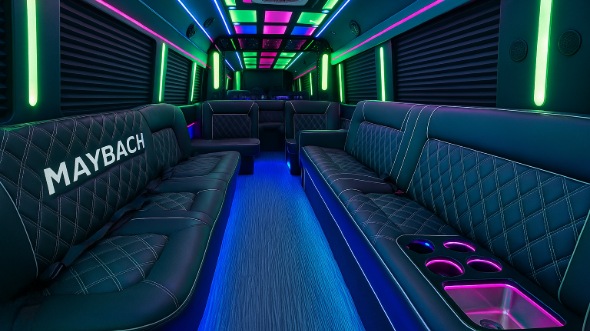 Interior of Carlsbad Party Bus Company's 20 Passenger Party Bus in Carlsbad