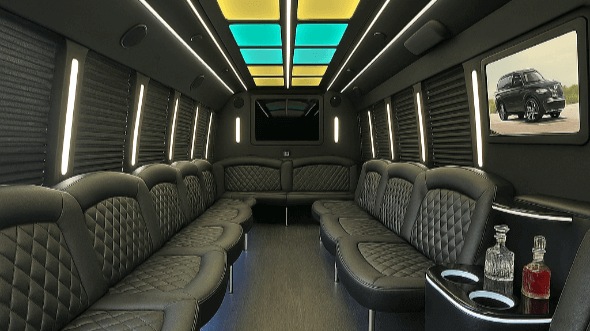 Interior of Hemet Party Bus Company's 25 Passenger Party Bus in Hemet
