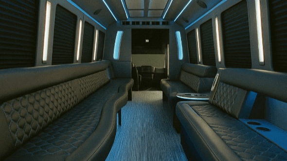 Interior of Murrieta Party Bus Company's 25 Passenger Party Bus in Murrieta