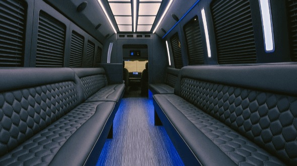Interior of Temecula Party Bus Company's 28 Passenger Party Bus in Temecula