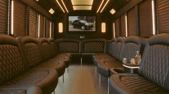 Interior of Murrieta Party Bus Company's 40 Passenger Party Bus in Murrieta