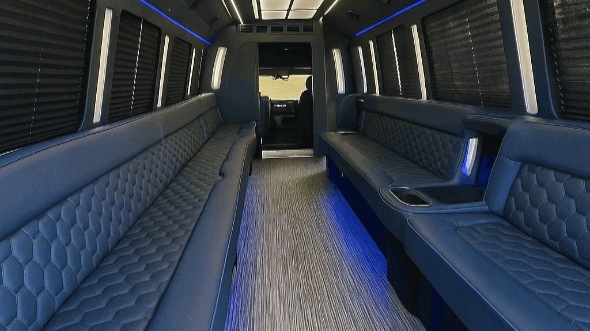 Interior of San Marcos Party Bus Company's 50 Passenger Party Bus in San Marcos